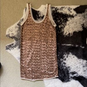 Wilfred Rose Gold Sequin Mini Dress